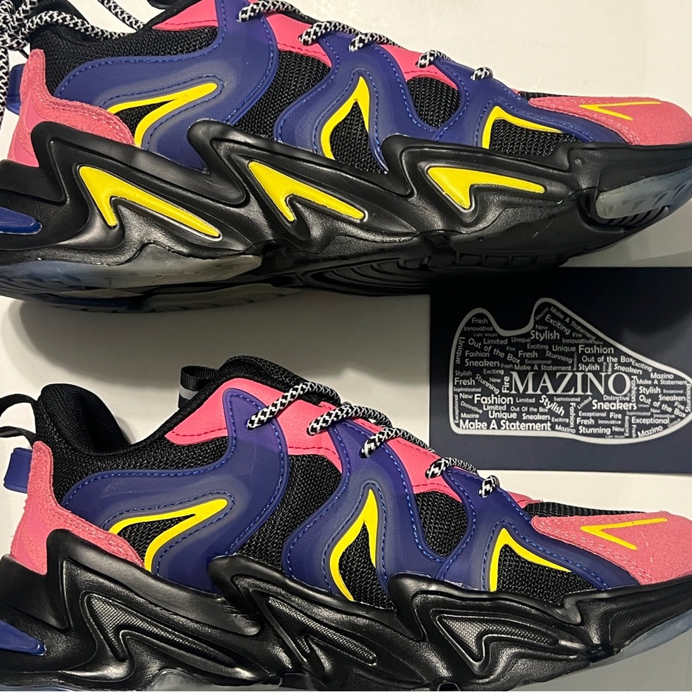 Brand New in Box MAZINO Kids Sneakers, 7Y, Pink, Purple & Black